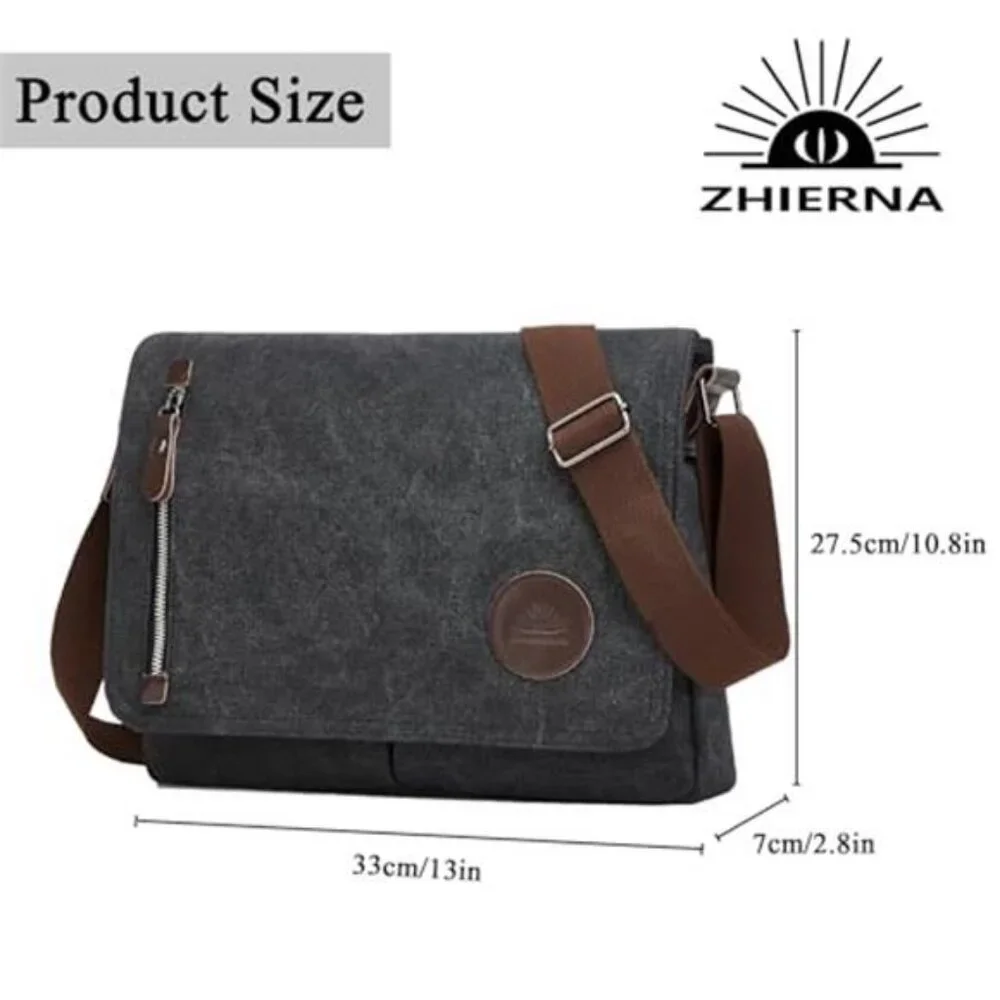 Canvas Satchel Messenger Bag for Men Women, Vintage Shoulder Crossbody